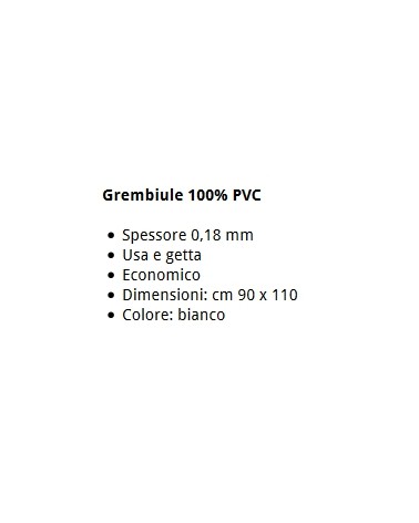 GREMBIULE BIANCO PVC 110CM