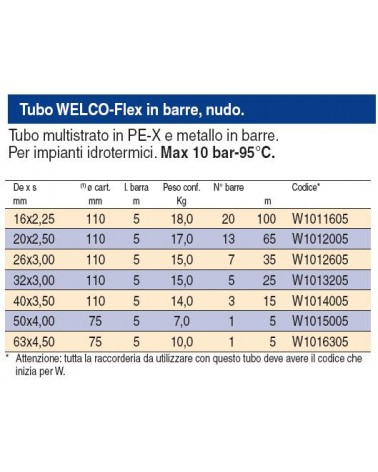 TUBO WELCO BARRE 32x3,0 5M