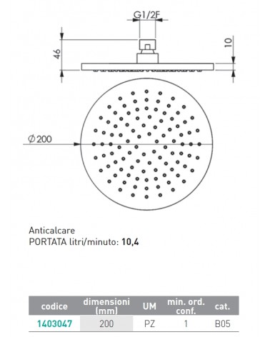 SOFFIONE DIAM 20 cm ABS CR