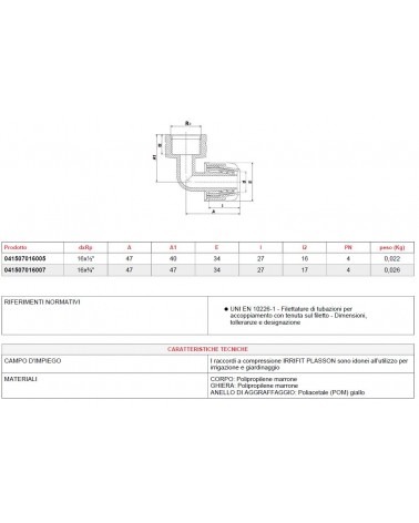 GOMITO IRRIFIT diametro 16X1/2F   